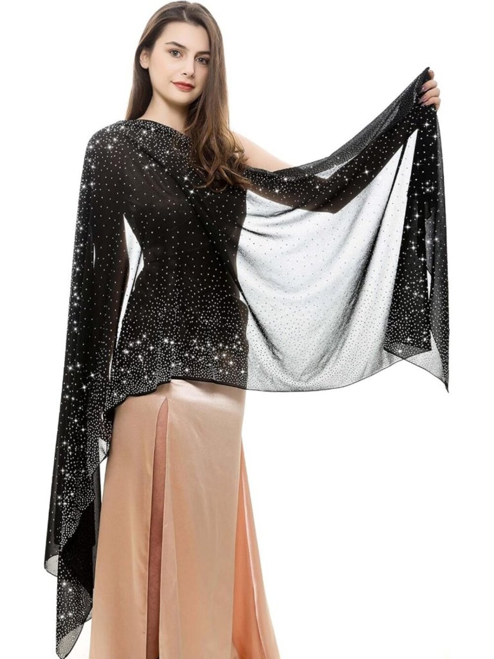 Sparkly Rhinestone Pashmina Shawl Wrap for Evening Dresses & Special Occasions